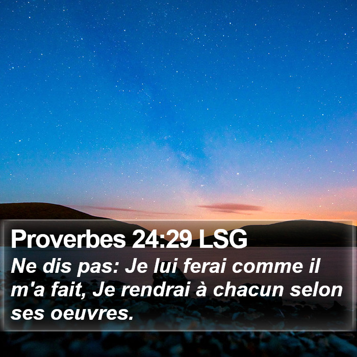 Proverbes 24:29 LSG Bible Study