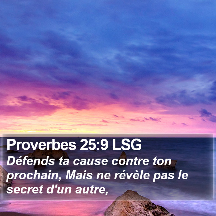 Proverbes 25:9 LSG Bible Study
