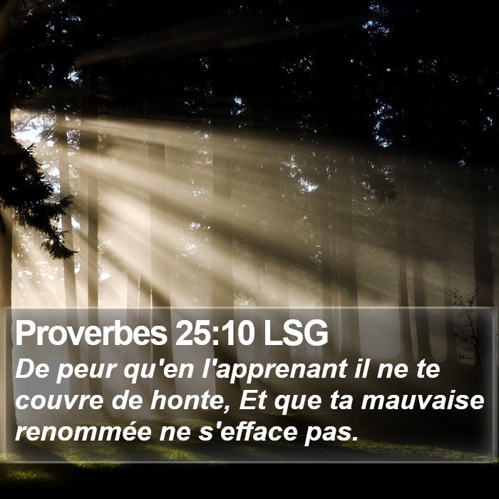Proverbes 25:10 LSG Bible Study