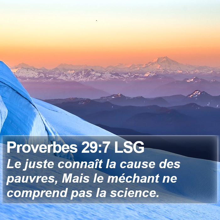 Proverbes 29:7 LSG Bible Study