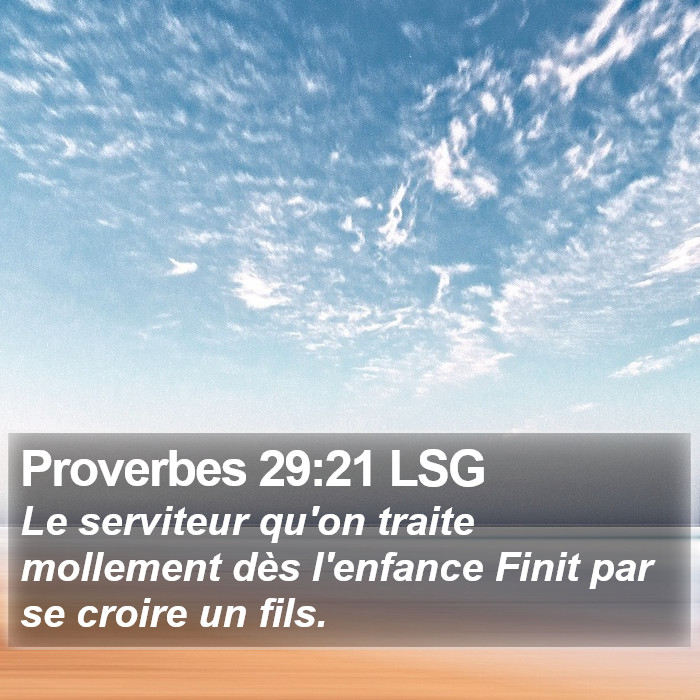 Proverbes 29:21 LSG Bible Study