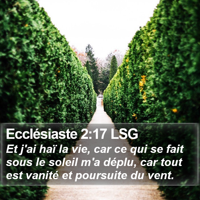 Ecclésiaste 2:17 LSG Bible Study