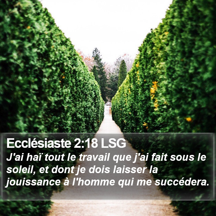 Ecclésiaste 2:18 LSG Bible Study