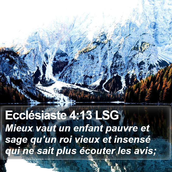 Ecclésiaste 4:13 LSG Bible Study