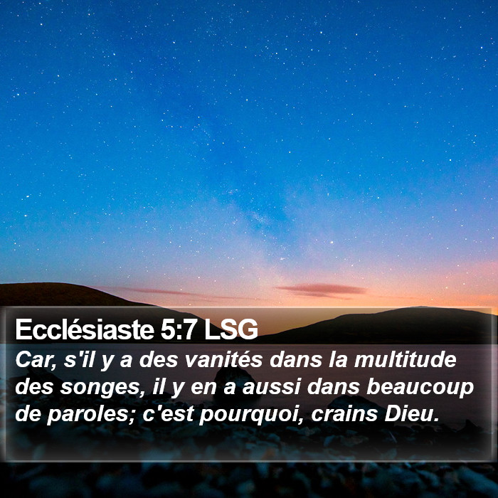 Ecclésiaste 5:7 LSG Bible Study