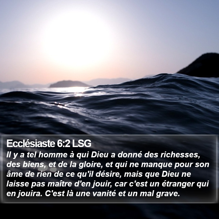 Ecclésiaste 6:2 LSG Bible Study