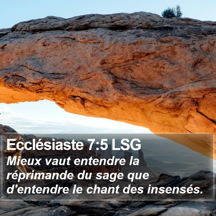 Ecclésiaste 7:5 LSG Bible Study