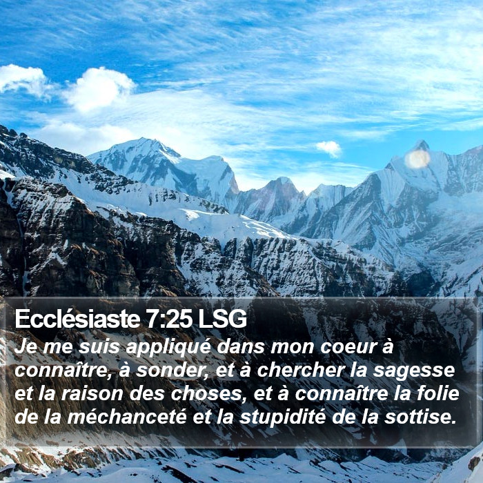 Ecclésiaste 7:25 LSG Bible Study