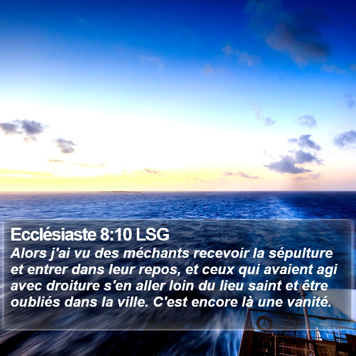Ecclésiaste 8:10 LSG Bible Study
