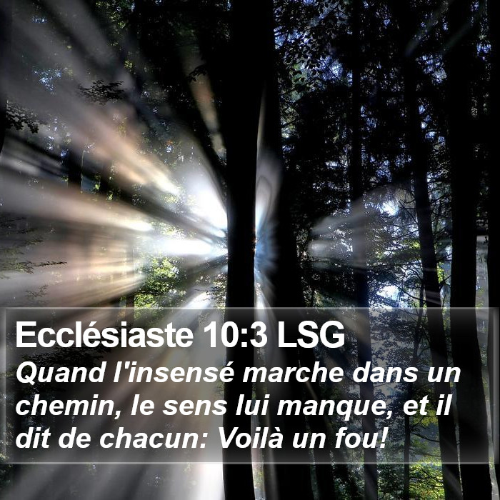 Ecclésiaste 10:3 LSG Bible Study