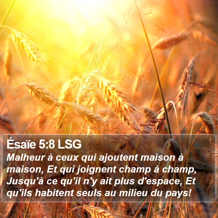 Ésaïe 5:8 LSG Bible Study