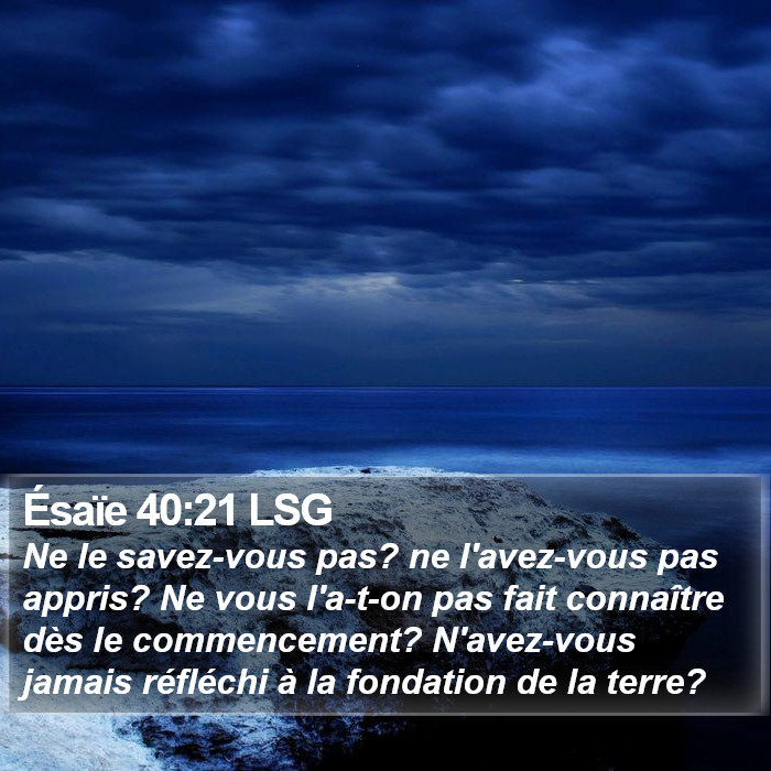 Ésaïe 40:21 LSG Bible Study