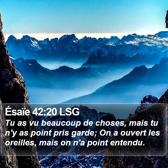 Ésaïe 42:20 LSG Bible Study