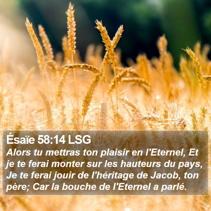 Ésaïe 58:14 LSG Bible Study