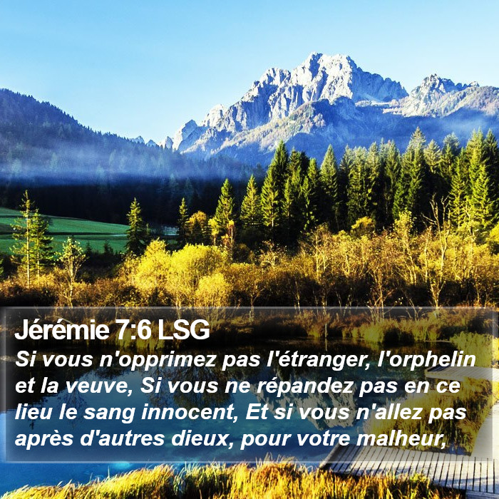 Jérémie 7:6 LSG Bible Study