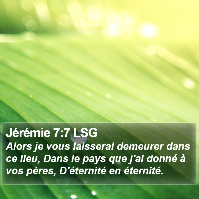 Jérémie 7:7 LSG Bible Study