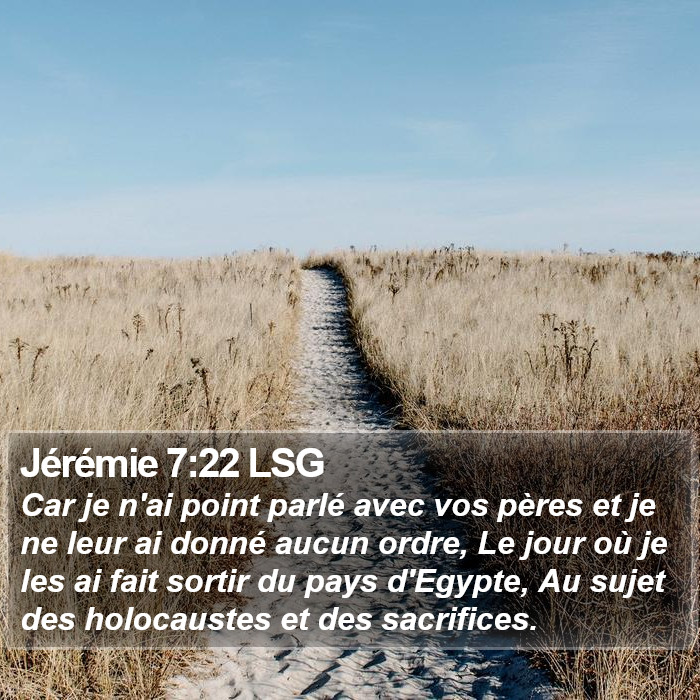 Jérémie 7:22 LSG Bible Study
