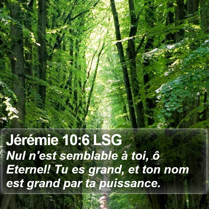Jérémie 10:6 LSG Bible Study