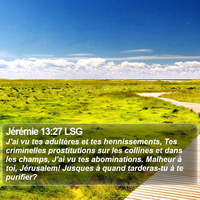 Jérémie 13:27 LSG Bible Study