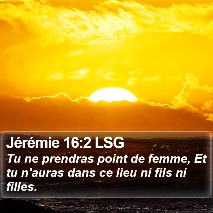 Jérémie 16:2 LSG Bible Study