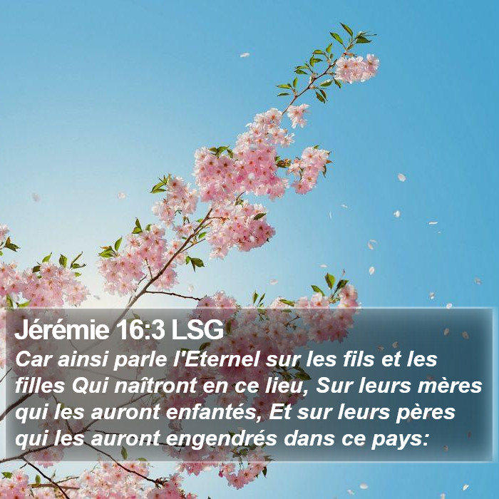 Jérémie 16:3 LSG Bible Study