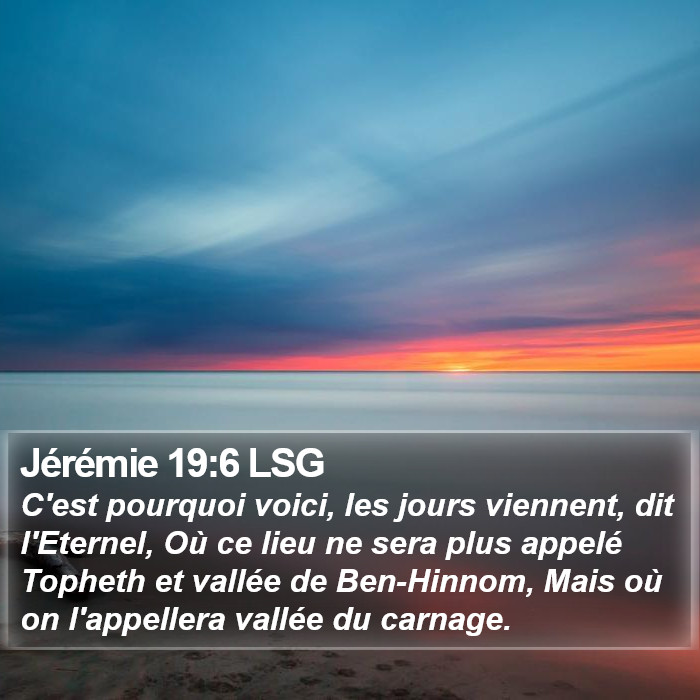 Jérémie 19:6 LSG Bible Study
