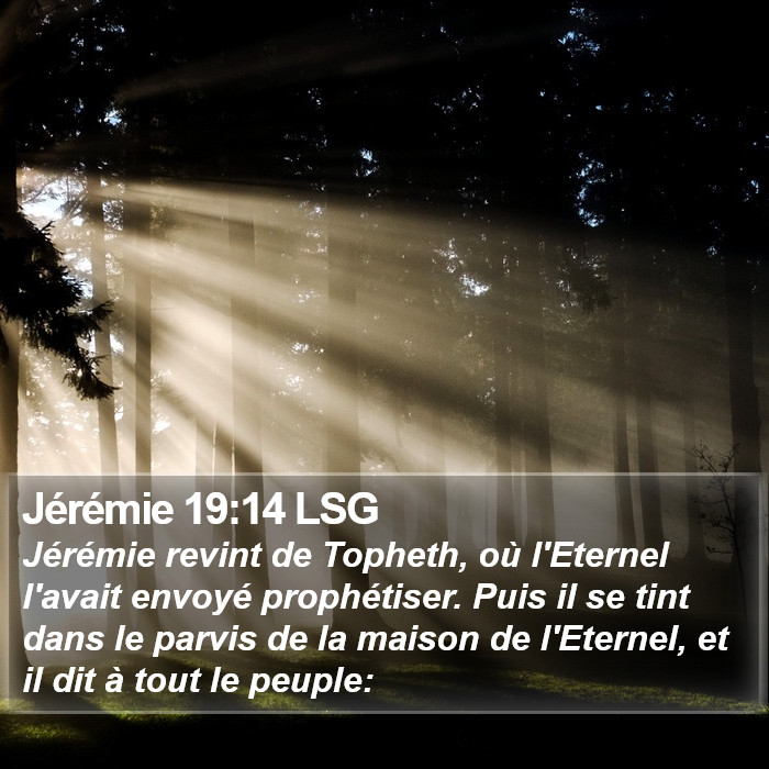 Jérémie 19:14 LSG Bible Study