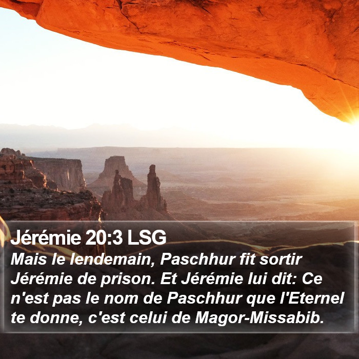Jérémie 20:3 LSG Bible Study