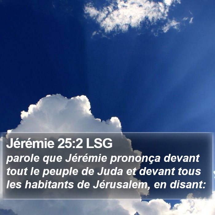 Jérémie 25:2 LSG Bible Study