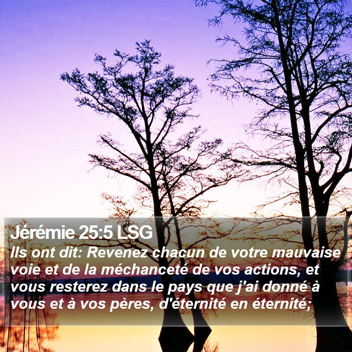 Jérémie 25:5 LSG Bible Study