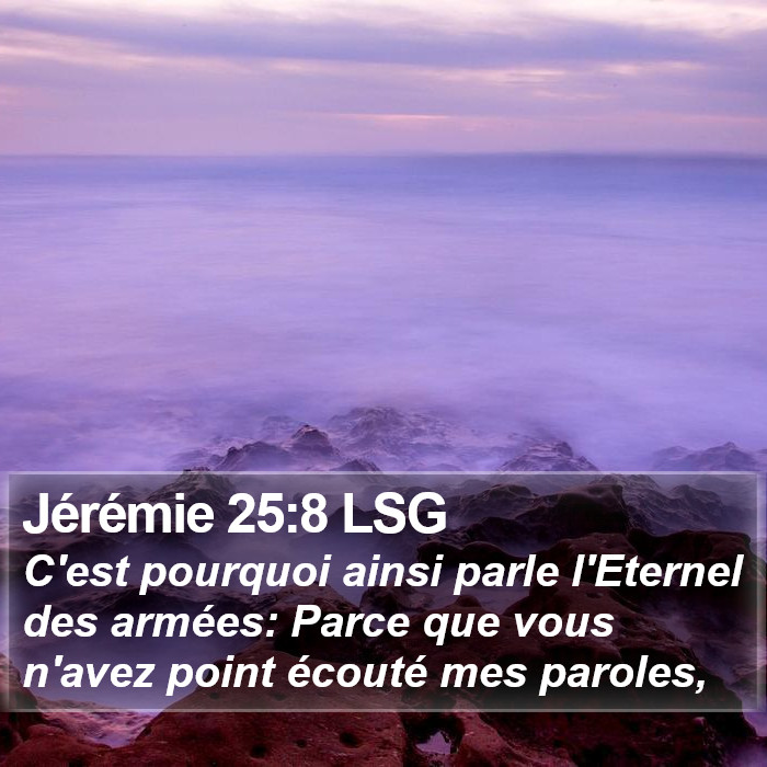 Jérémie 25:8 LSG Bible Study