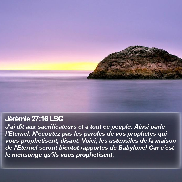 Jérémie 27:16 LSG Bible Study