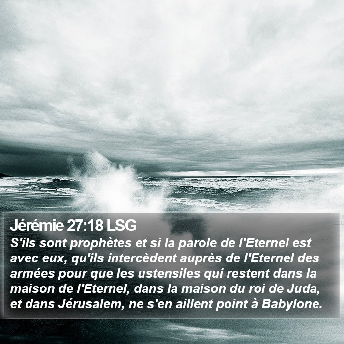 Jérémie 27:18 LSG Bible Study