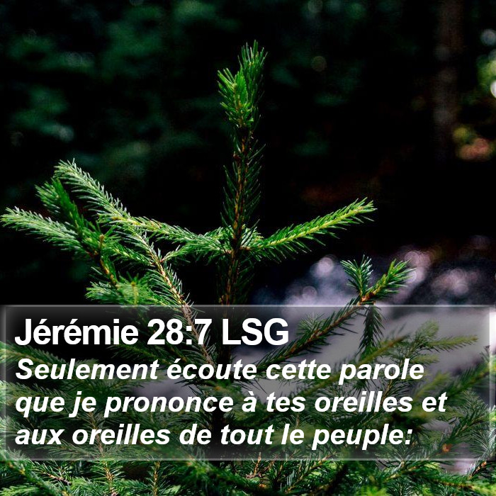 Jérémie 28:7 LSG Bible Study