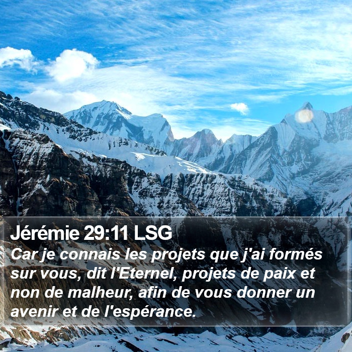 Jérémie 29:11 LSG Bible Study