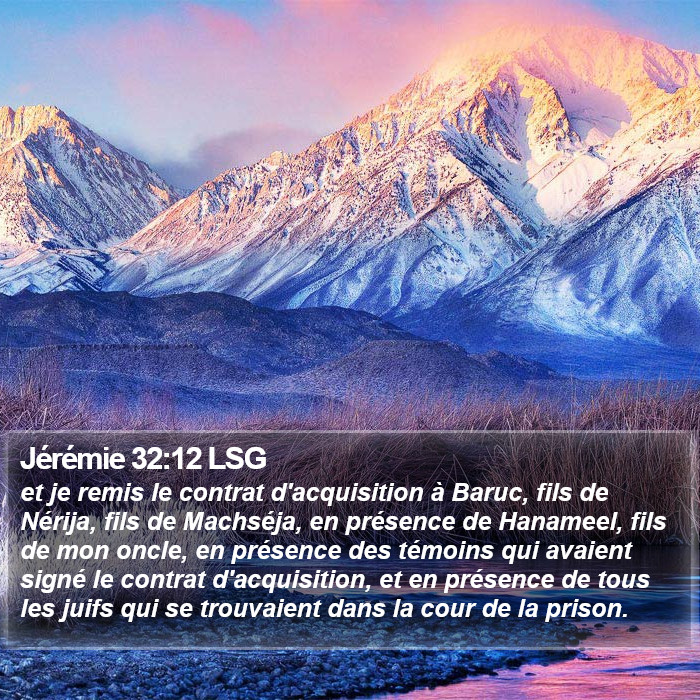 Jérémie 32:12 LSG Bible Study