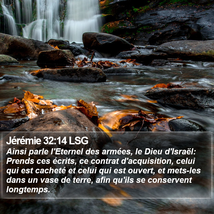 Jérémie 32:14 LSG Bible Study