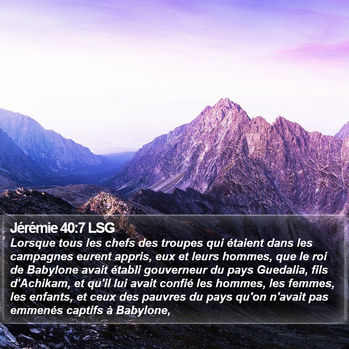 Jérémie 40:7 LSG Bible Study