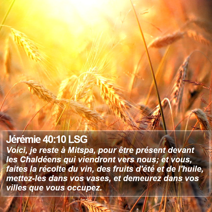 Jérémie 40:10 LSG Bible Study