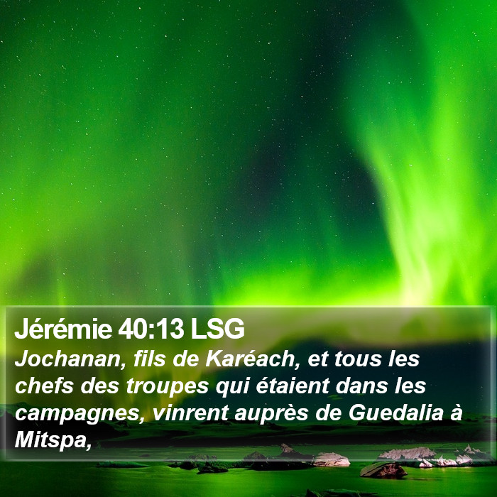 Jérémie 40:13 LSG Bible Study