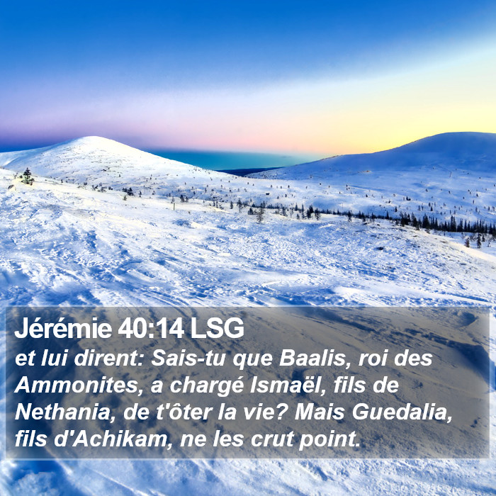 Jérémie 40:14 LSG Bible Study