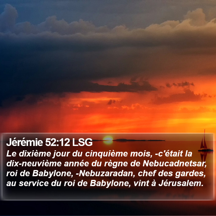 Jérémie 52:12 LSG Bible Study