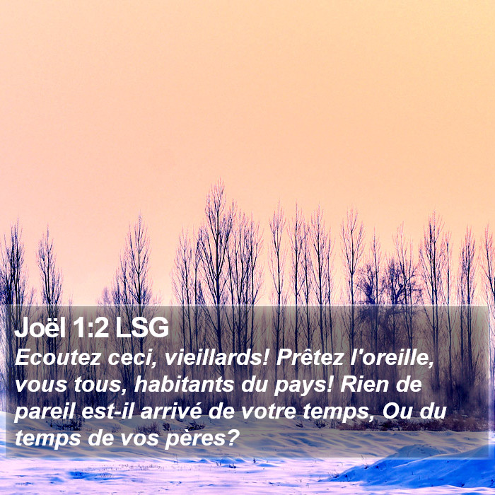 Joël 1:2 LSG Bible Study