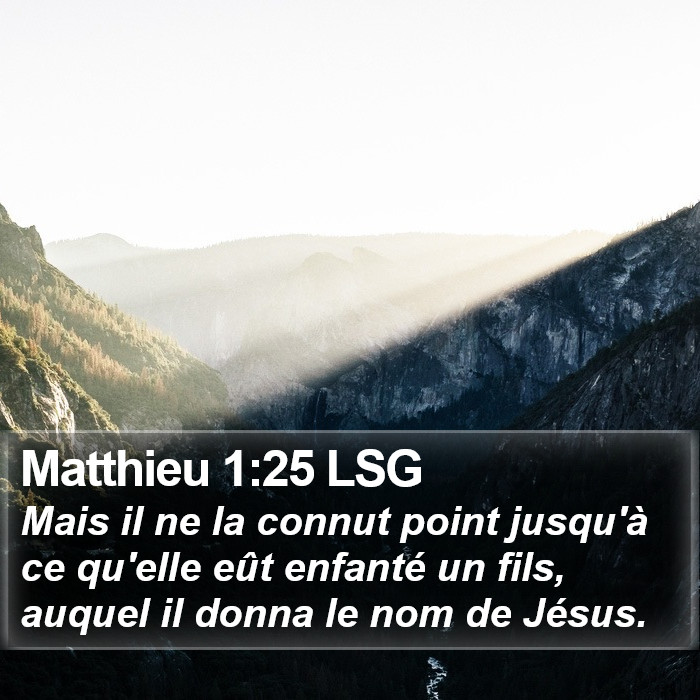 Matthieu 1:25 LSG Bible Study