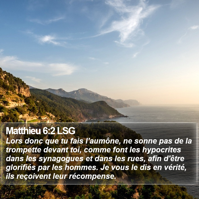 Matthieu 6:2 LSG Bible Study
