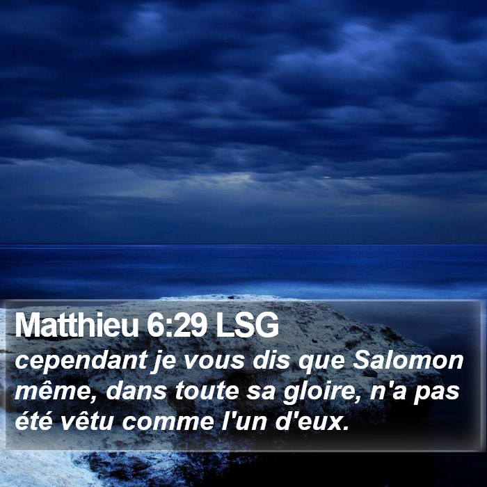 Matthieu 6:29 LSG Bible Study