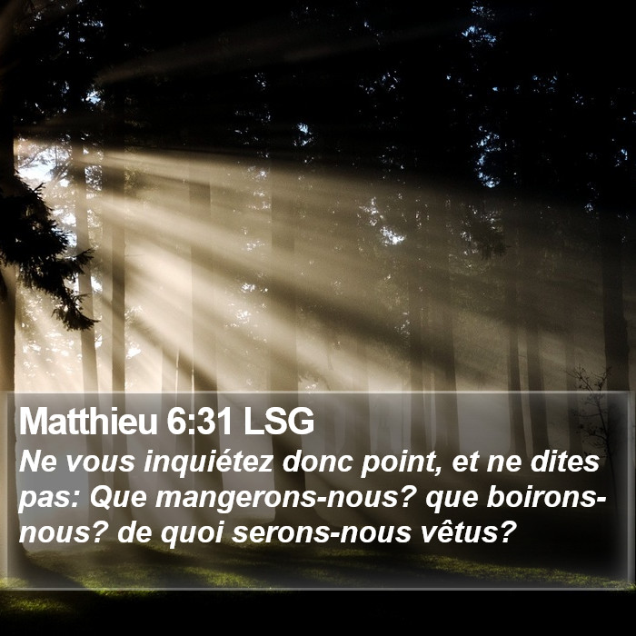 Matthieu 6:31 LSG Bible Study