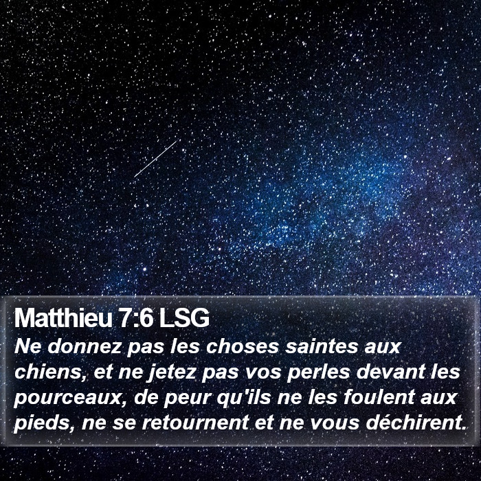 Matthieu 7:6 LSG Bible Study