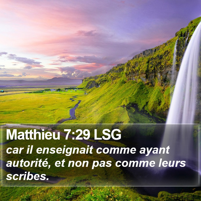 Matthieu 7:29 LSG Bible Study