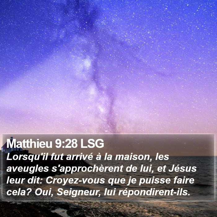 Matthieu 9:28 LSG Bible Study